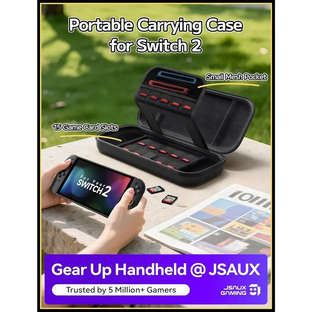 New Hard Shell Portable Case for Nintendo Switch 2 with 15 Game Card Slots